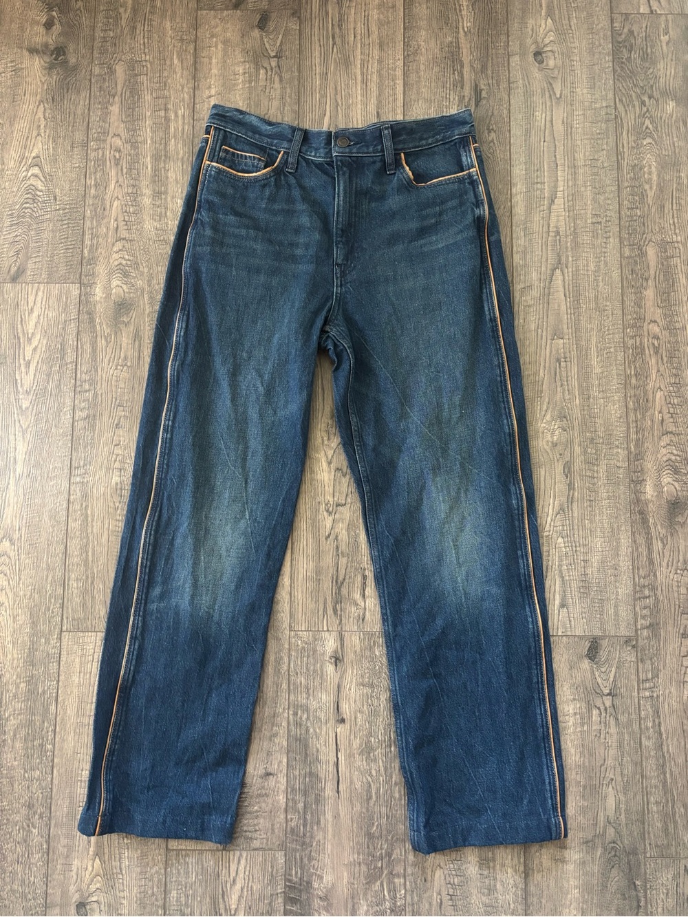 Banana Republic roper Dark Blue Straight Jeans with Contrast Side Stitch